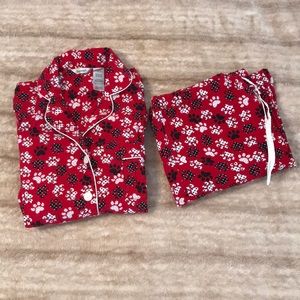 Adonna Paw Print Flannel Pajama Set